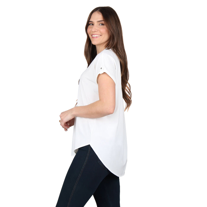 V-Neck Pleated Tunic