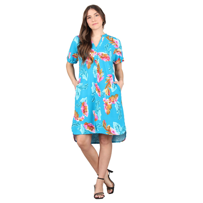 Split V-Neck Pleated Dress Plus