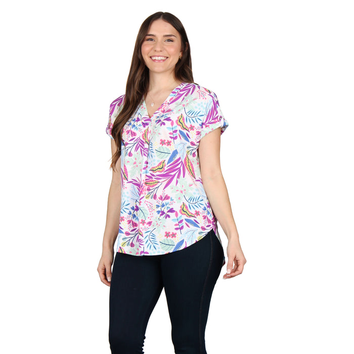 V-Neck Pleated Tunic