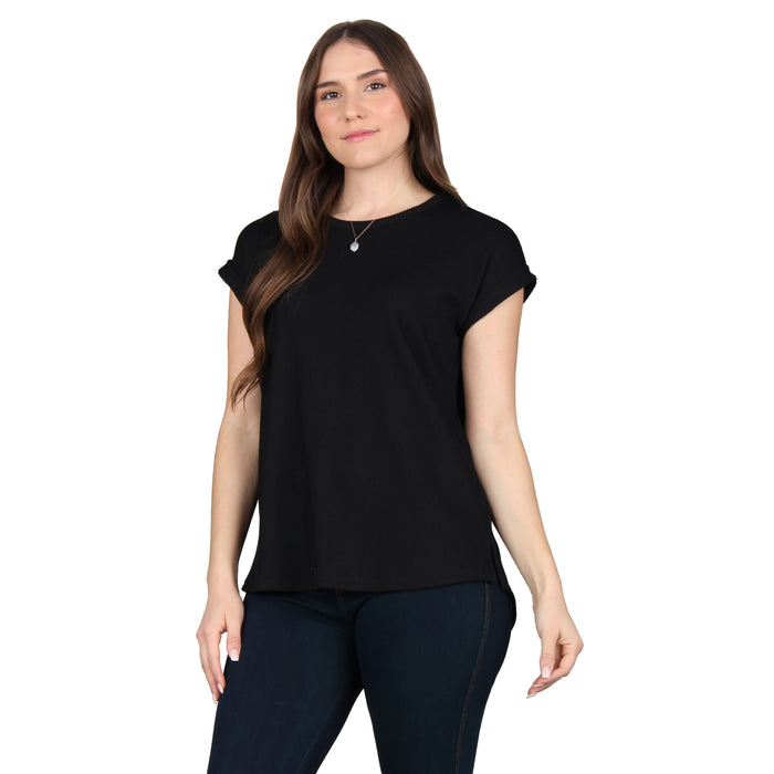 Round Neck Ribbed Tunic Plus