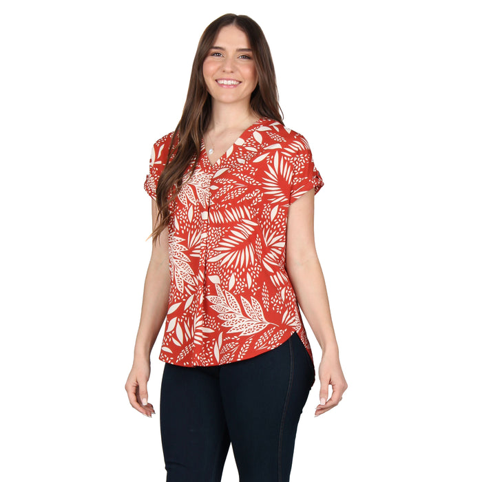 V-Neck Pleated Tunic