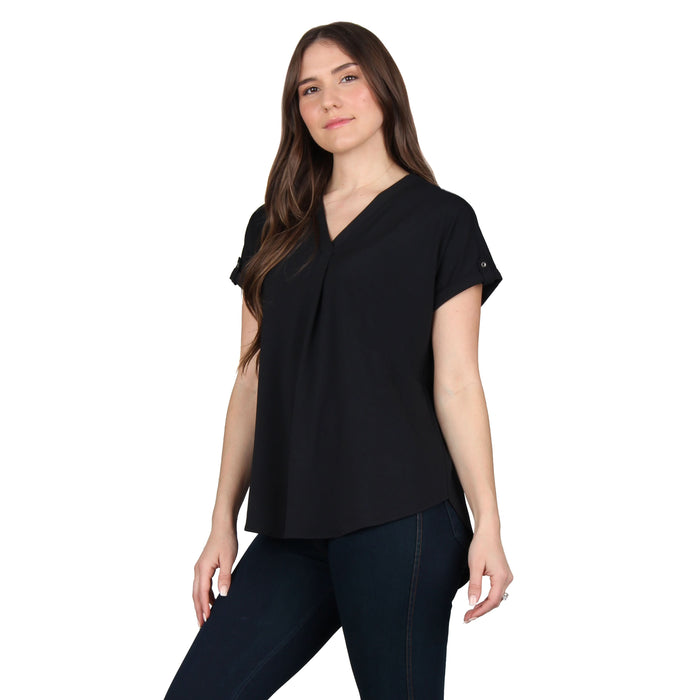 V-Neck Pleated Tunic Plus
