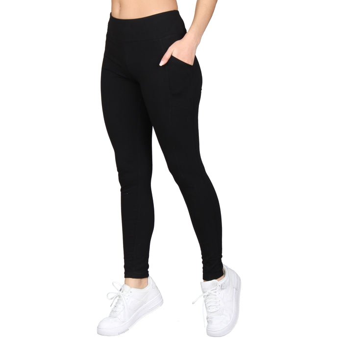Plus Size High-Rise Side Pocket Cotton Leggings