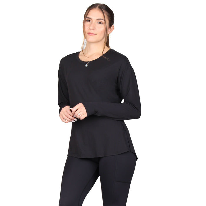 Plus Size Side Slit Long Sleeve Active Top