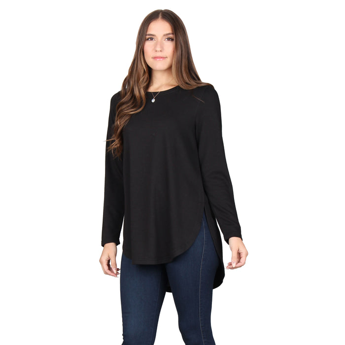 Plus Size Round Neck Curved Hem Tunic Plus