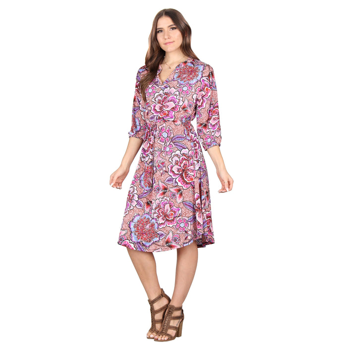 Printed Drawstring Waist Dress