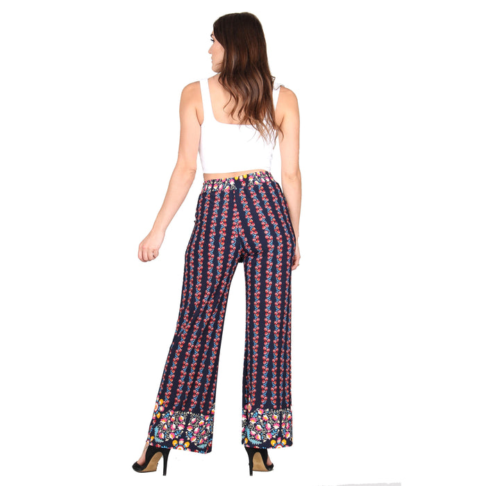 Plus Size Printed Tassel Tie Palazzo Pants