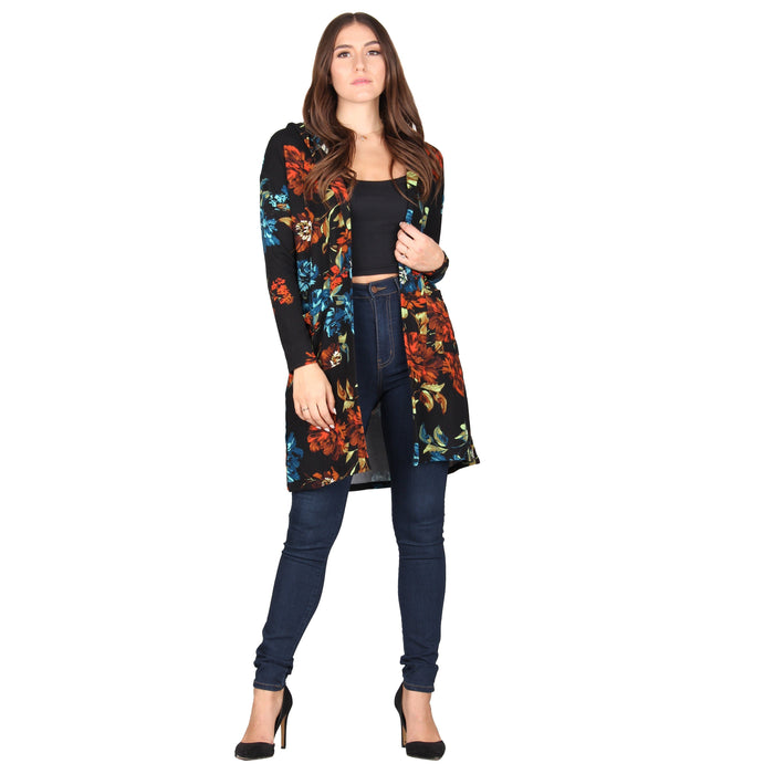 Printed Hooded Cardigan