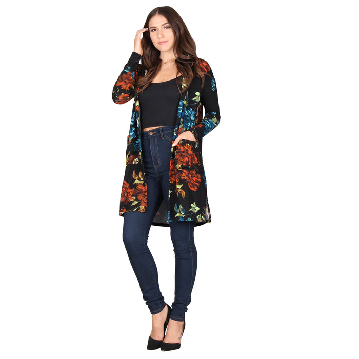 Printed Hooded Cardigan