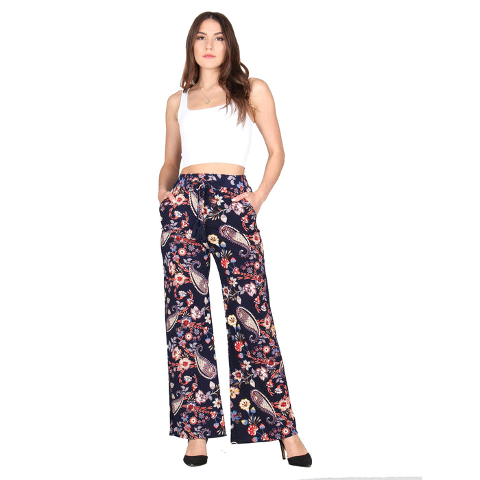 Plus Size Printed Tassel Tie Palazzo Pants