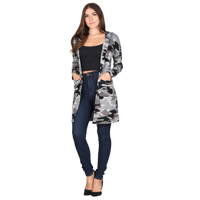 Printed Hooded Cardigan
