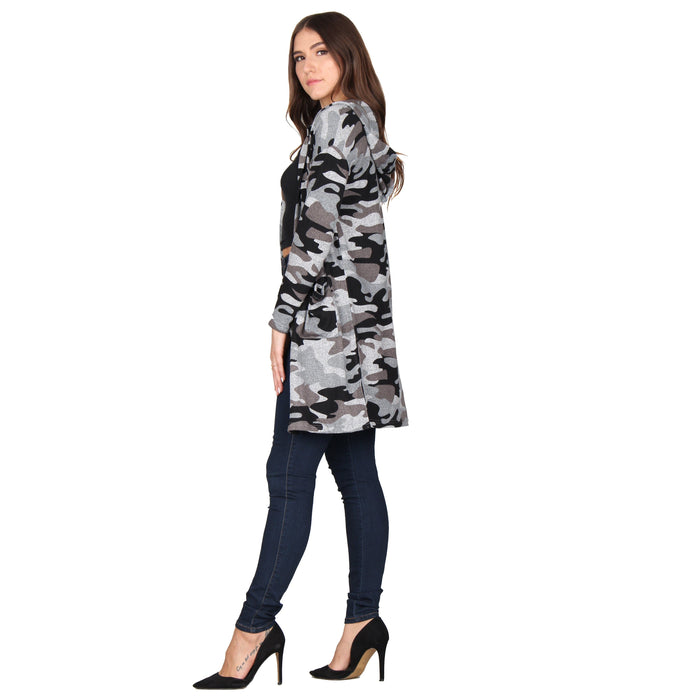Printed Hooded Cardigan