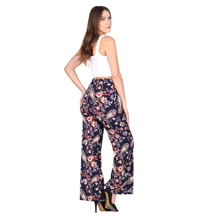 Plus Size Printed Tassel Tie Palazzo Pants