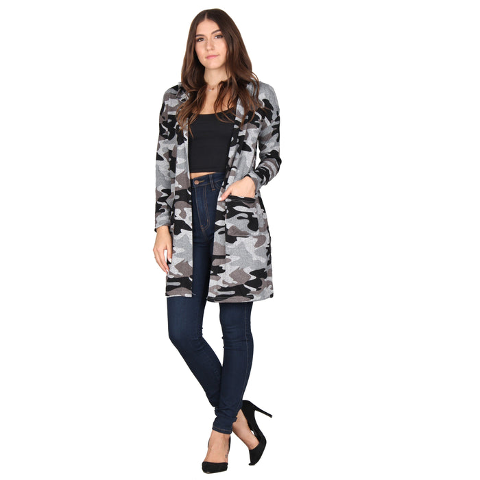 Printed Hooded Cardigan