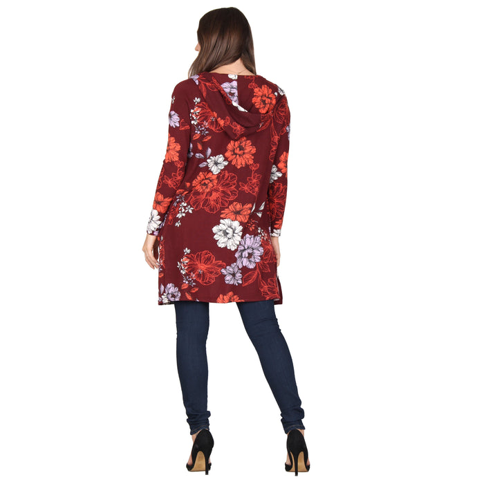 Printed Hooded Cardigan