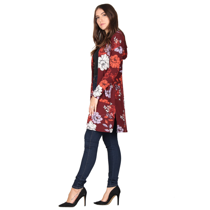 Printed Hooded Cardigan