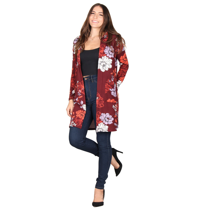 Printed Hooded Cardigan
