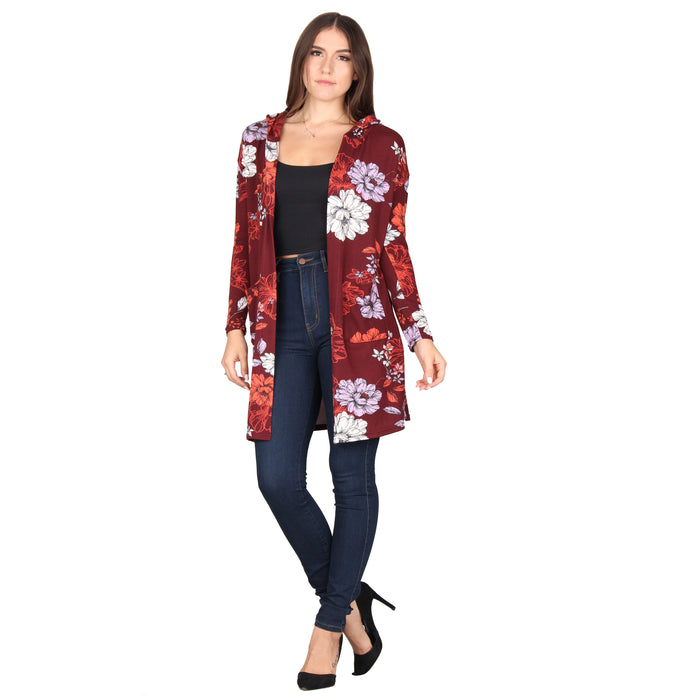 Printed Hooded Cardigan