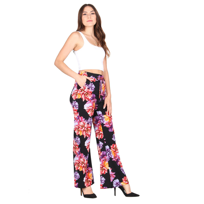 Plus Size Printed Tassel Tie Palazzo Pants