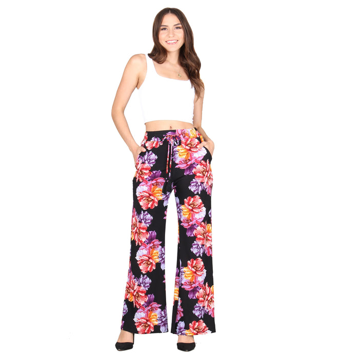 Plus Size Printed Tassel Tie Palazzo Pants