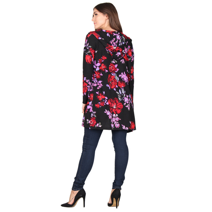 Printed Hooded Cardigan
