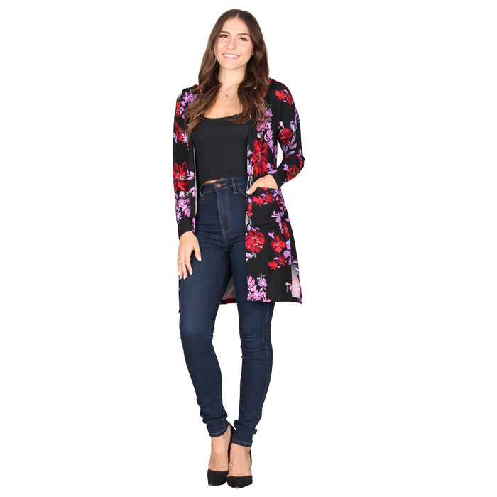 Printed Hooded Cardigan