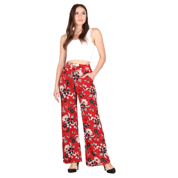 Plus Size Printed Tassel Tie Palazzo Pants