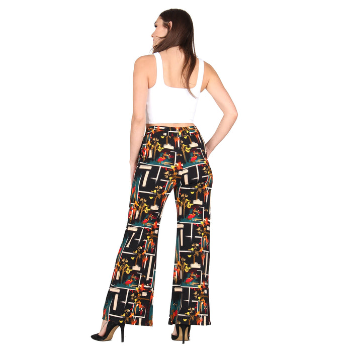Plus Size Printed Tassel Tie Palazzo Pants