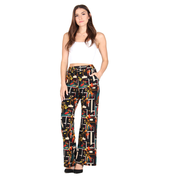 Plus Size Printed Tassel Tie Palazzo Pants