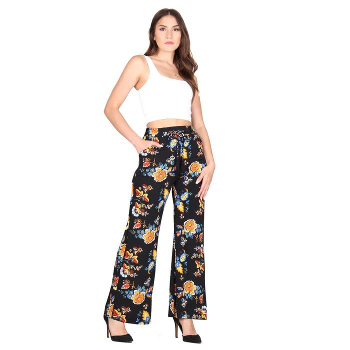 Plus Size Printed Tassel Tie Palazzo Pants