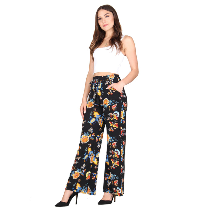 Plus Size Printed Tassel Tie Palazzo Pants