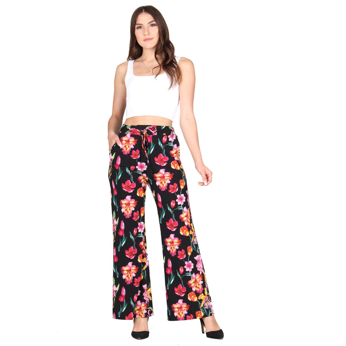 Plus Size Printed Tassel Tie Palazzo Pants