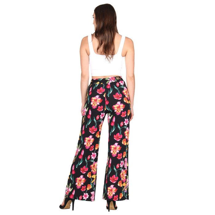 Plus Size Printed Tassel Tie Palazzo Pants