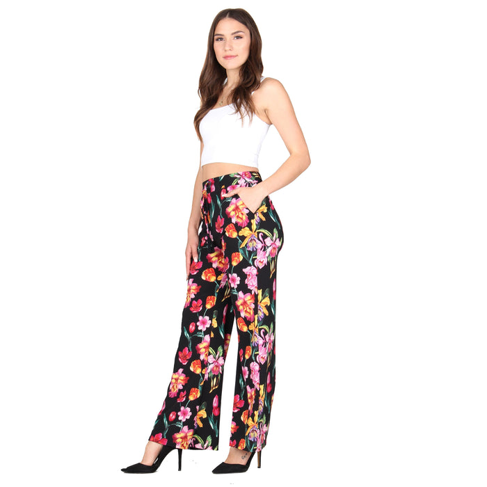 Plus Size Printed Tassel Tie Palazzo Pants
