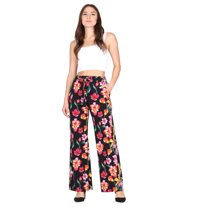 Plus Size Printed Tassel Tie Palazzo Pants