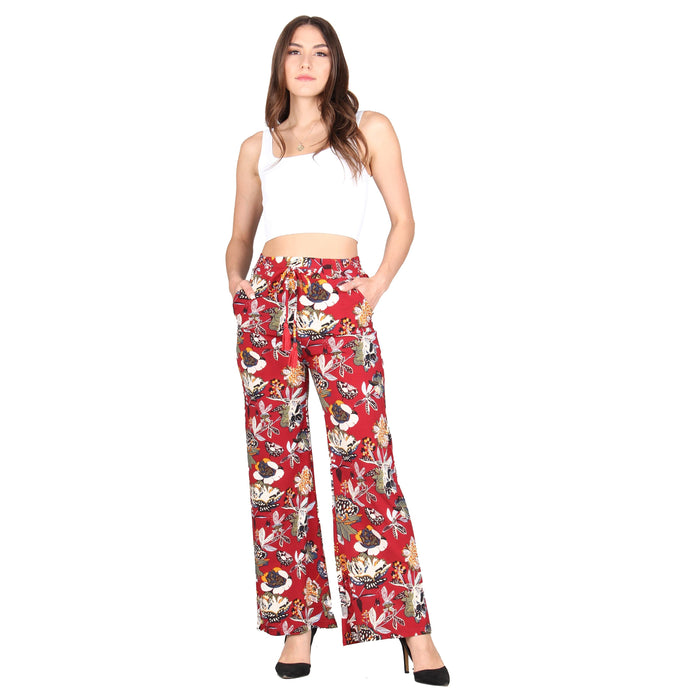 Plus Size Printed Tassel Tie Palazzo Pants