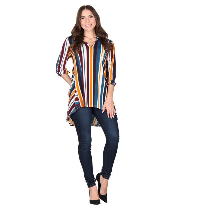 Plus Size Printed Bishop Sleeve Tunic