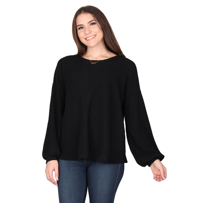 Plus Size Solid Puff Sleeve Tunic