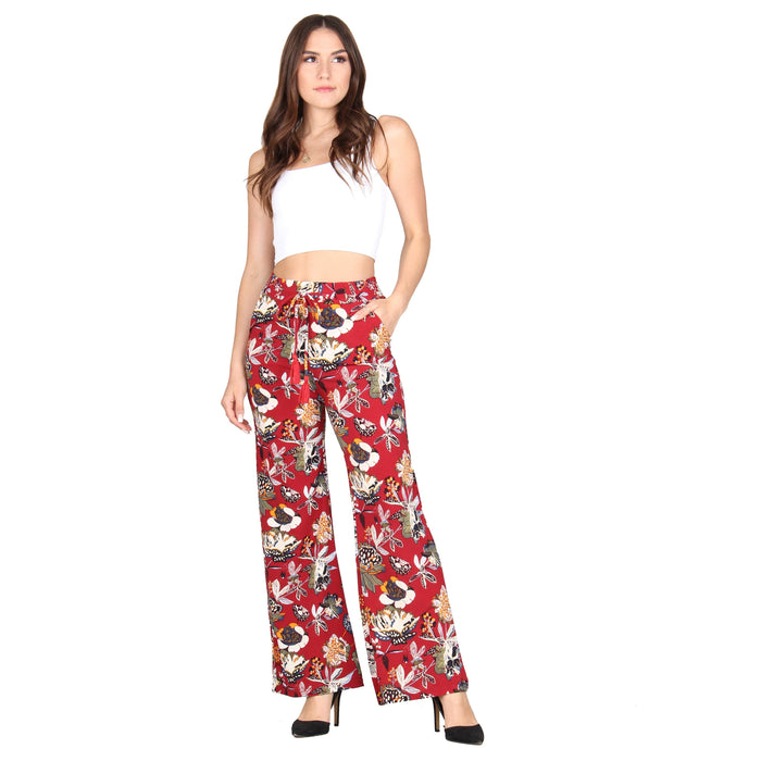 Plus Size Printed Tassel Tie Palazzo Pants