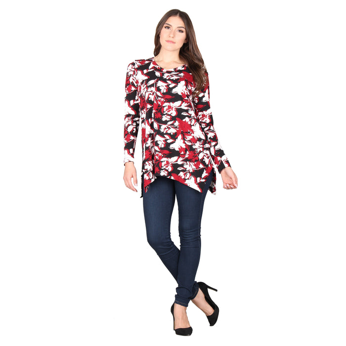 Printed V-Neck Side Slit Tunic