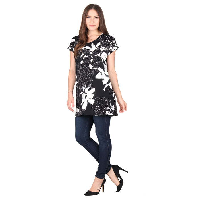 Printed Short Sleeve Pocket Tunic