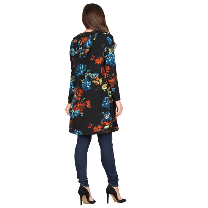 Printed Hooded Cardigan