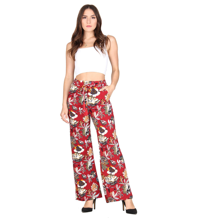 Plus Size Printed Tassel Tie Palazzo Pants
