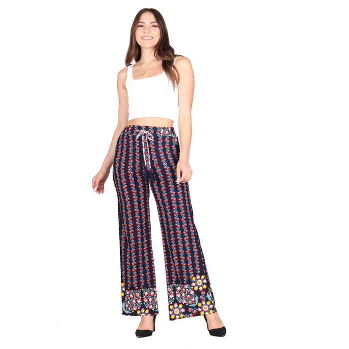 Plus Size Printed Tassel Tie Palazzo Pants
