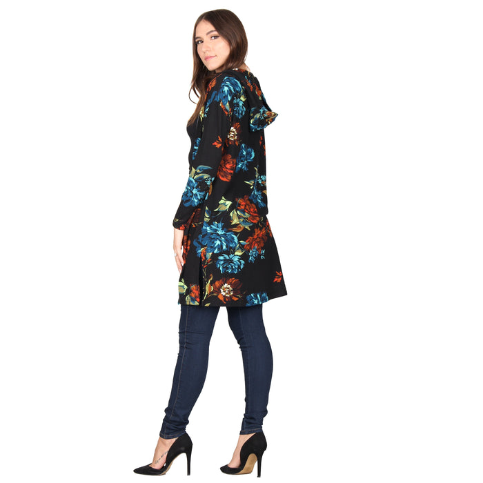 Printed Hooded Cardigan