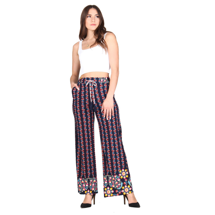 Plus Size Printed Tassel Tie Palazzo Pants