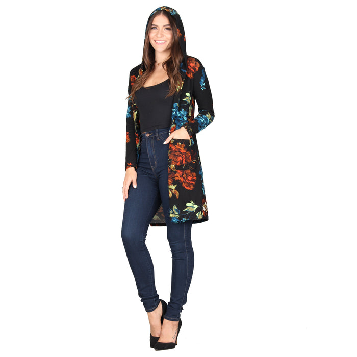 Printed Hooded Cardigan