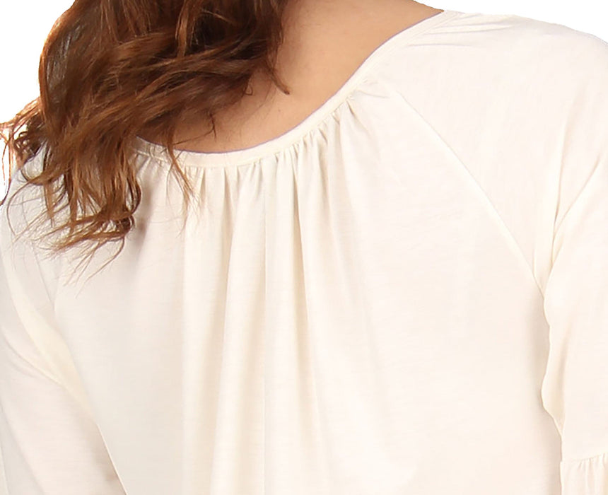 Crochet Neckline Tunic With Ruffle