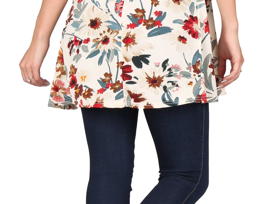 Printed V-Neck Sleeveless Pocket Tunic