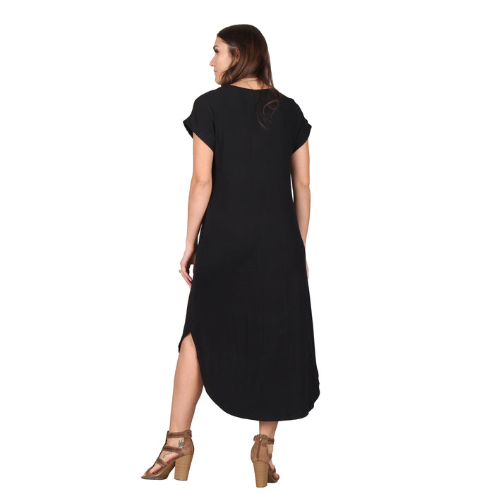 Plus Size Solid Ribbed Midi Dress